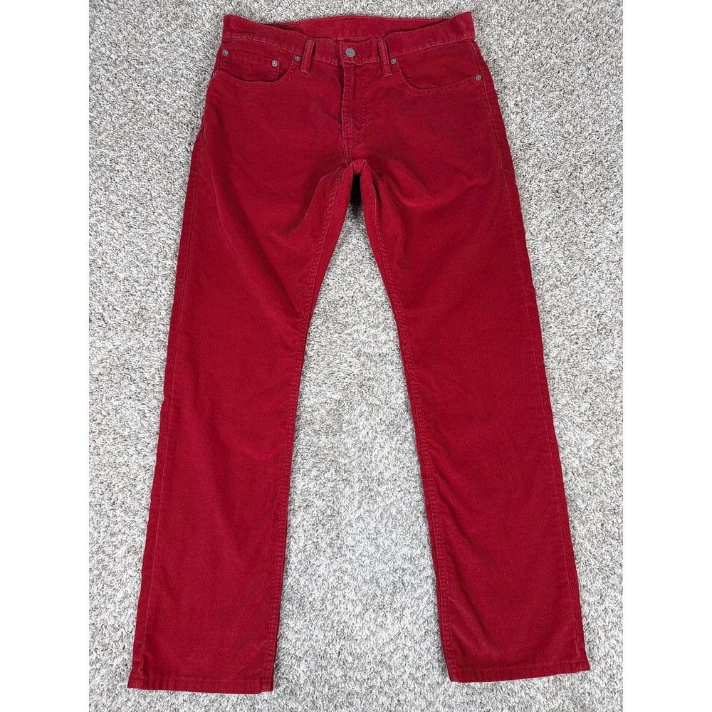 Levis 514 Pants Mens 33x32 Red Corduroy Straight Cotton‎ Blend Indie Sleaze